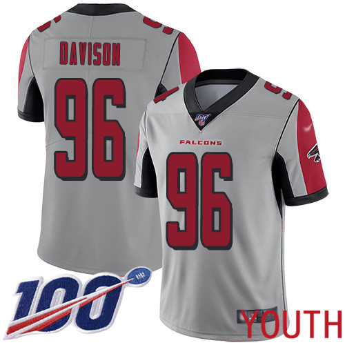 Atlanta Falcons Limited Silver Youth Tyeler Davison Jersey NFL Football #96 100th Season Inverted Legend->youth nfl jersey->Youth Jersey